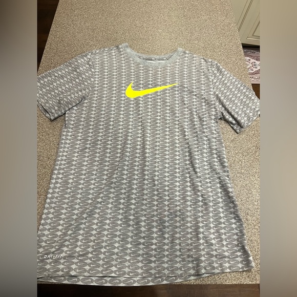 Nike Other - Nike Men's Tee with Gray Pattern and Yellow Swoosh